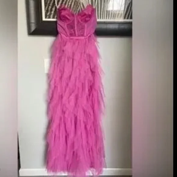 For love and lemons revolve bustier pink lace gown NWT size Small